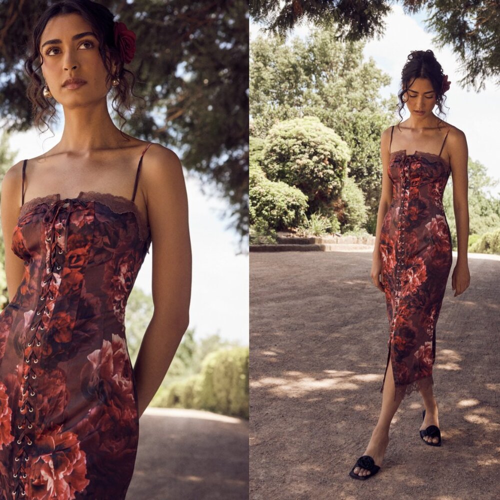 Meshki Makayla Lace Peony Midi Dress: Small - Picture 6 of 10